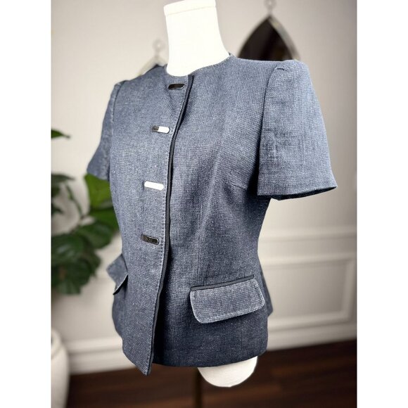 Anne Klein blazer-style jacket|Smoky Blue-Gray| size 6 - Picture 4 of 16